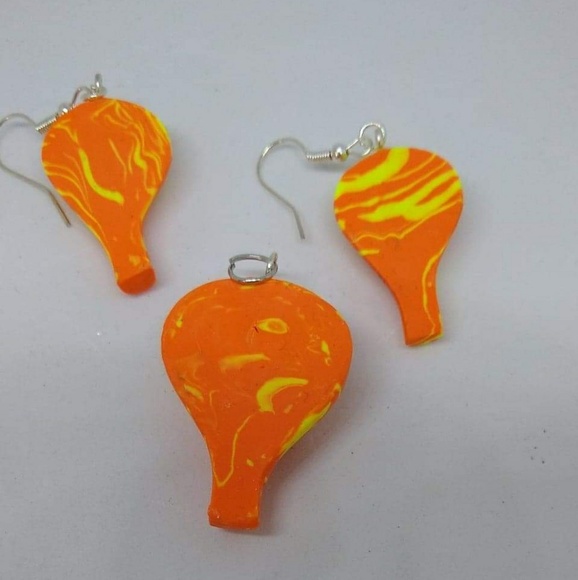 Unique Handmade Polymer Clay Earrings & Pendant - Picture 6 of 6